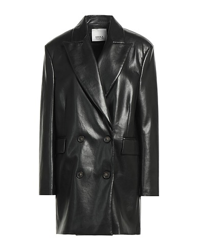 ERIKA CAVALLINI Coat Black 50% Milk protein fibre, 25% Polyurethane, 10% Viscose, 10% Polyester, 5% Other Fibres