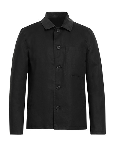 MESSAGERIE Full-length jacket Black 73% Cotton, 27% Natural Wax