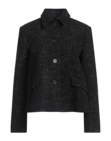 SEMICOUTURE Coat Black 49% Wool, 19% Polyester, 14% Acrylic, 12% Cotton, 6% Polyamide