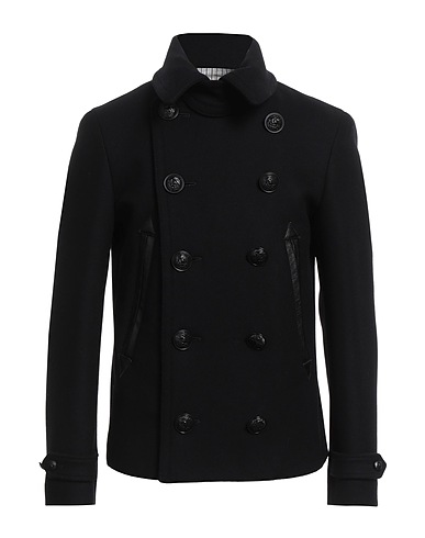 DSQUARED2 Coat Black 79% Virgin Wool, 20% Polyamide, 1% Elastane, Cow leather