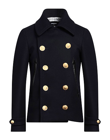 DSQUARED2 Caban e doppio petto Blu notte 79% Lana Vergine, 20% Poliammide, 1% Elastan, Pelle di bovino