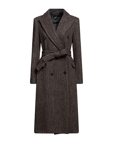 ROBERTO COLLINA Coat Dark brown 72% Wool, 22% Linen, 6% Nylon