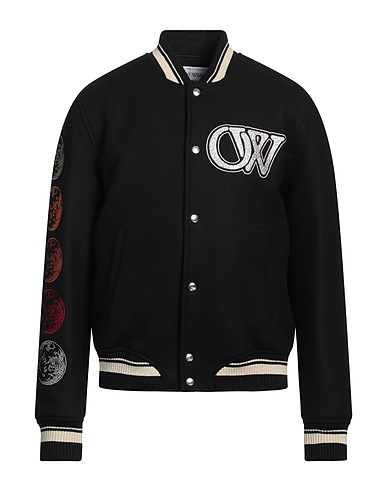 OFF-WHITE™ Giubbotto Nero 75% Lana Vergine, 25% Poliammide, Poliestere, Acrilico, Cotone