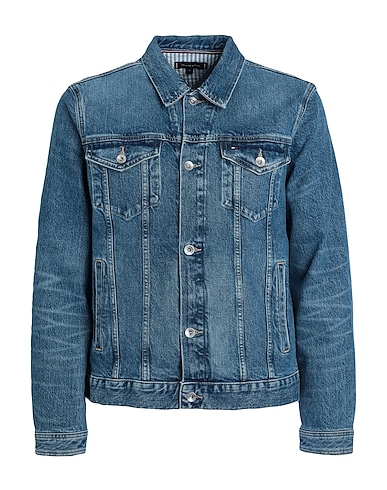 TOMMY HILFIGER Denim jacket Blue 99% Cotton, 1% Elastane