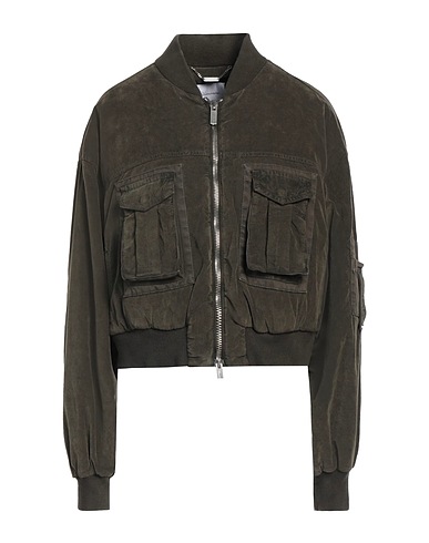 BLUMARINE Bomber Verde militare 98% Cotone, 2% Elastan