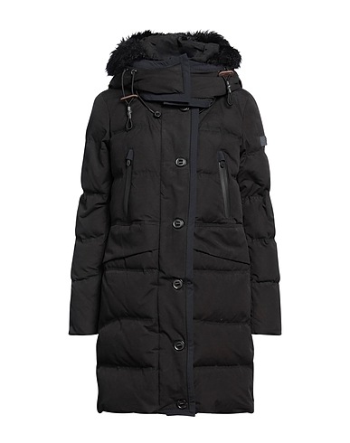 PEUTEREY Shell jacket Black 50% Cotton, 50% Polyester, Goat fur