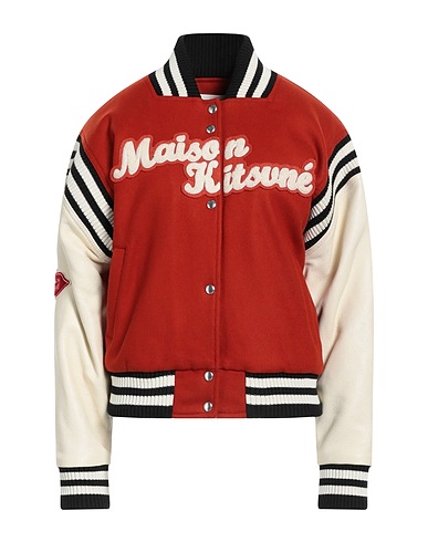 MAISON KITSUNÉ Jacket Rust 80% Wool, 20% Polyamide, Calfskin