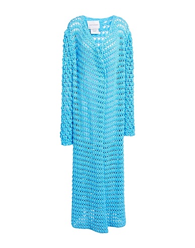 LETANNE Full-length jacket Azure 75% Cotton, 25% Silk