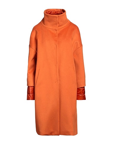 HERNO Cappotto Arancione 100% Lana Vergine, Poliammide