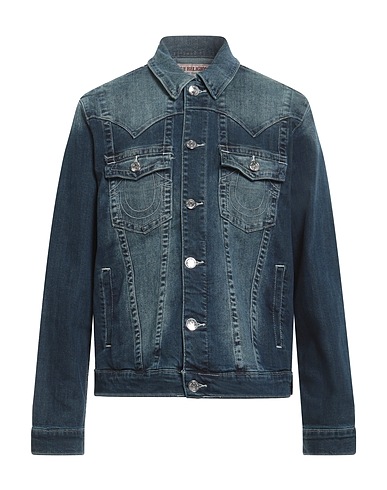TRUE RELIGION Джинсовая куртка Синий 92% Хлопок, 7% Полиэстер, 1% Эластан