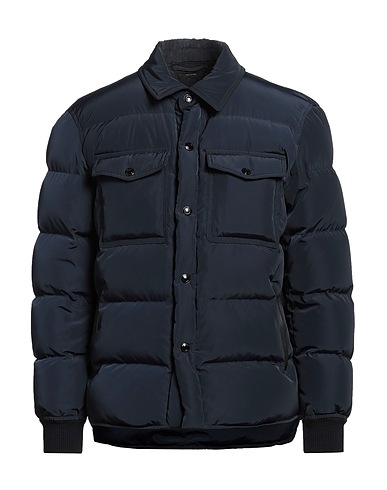 TOM FORD Shell  jacket Navy 100% Polyester, Calfskin