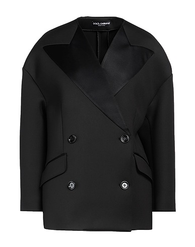 DOLCE&GABBANA Double breasted pea coat Black 72% Polyester, 16% Silk, 12% Elastane