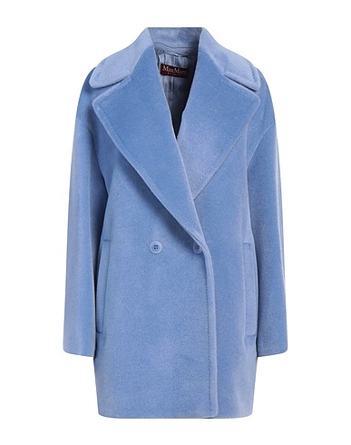 MAX MARA STUDIO Cappotto Blu chiaro 70% Lana di alpaca, 30% Lana Vergine