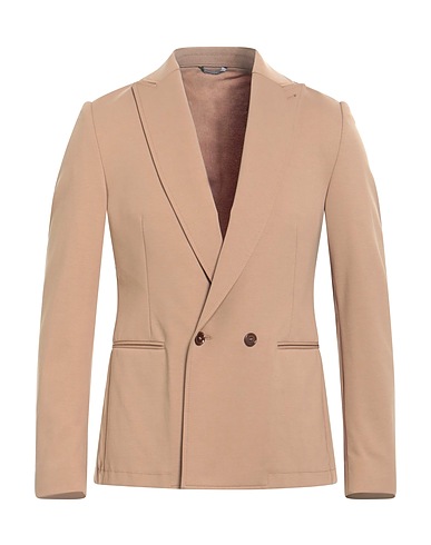 GREY DANIELE ALESSANDRINI Blazer Beige 52% Cotton, 40% Polyamide, 8% Elastane