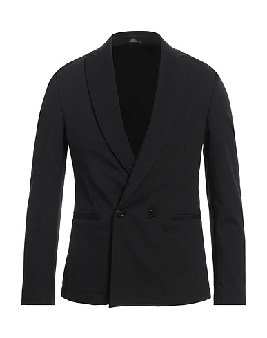 GREY DANIELE ALESSANDRINI Blazer Black 52% Cotton, 40% Polyamide, 8% Elastane