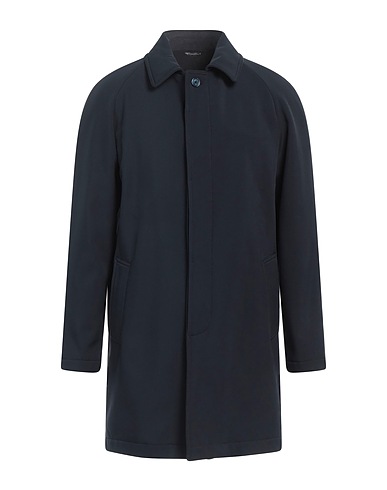 GREY DANIELE ALESSANDRINI Coat Navy blue 94% Polyester, 6% Elastane