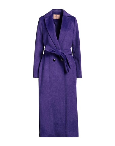 TWINSET Coat Purple 40% Acrylic, 35% Polyester, 20% Wool, 5% Other Fibres