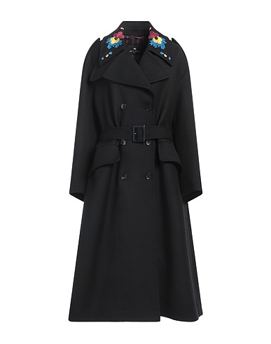ETRO Coat Black 100% Virgin Wool, Polyester, Viscose