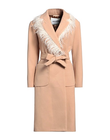 AVA ADORE Coat Beige 89% Polyester, 8% Rayon, 3% Elastane, Ostrich feathers
