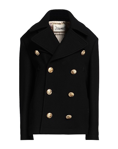 DSQUARED2 Coat Black 75% Virgin Wool, 25% Polyamide, Cow leather