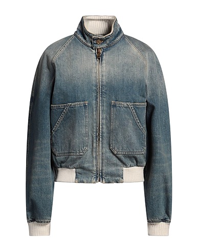 GOLDEN GOOSE Denim jacket Blue 100% Cotton, Acrylic, Wool, Polyamide, Elastane