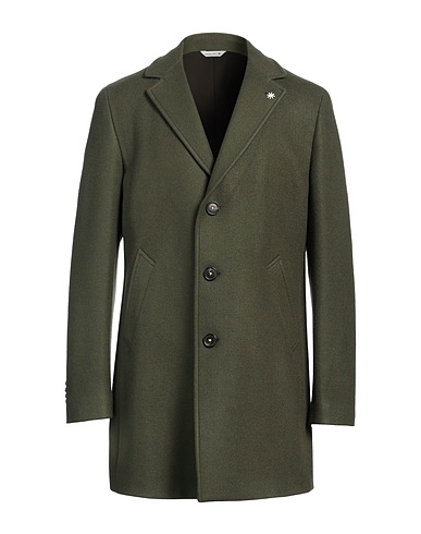 MANUEL RITZ Coat Military green 53% Acrylic, 43% Polyester, 4% Wool