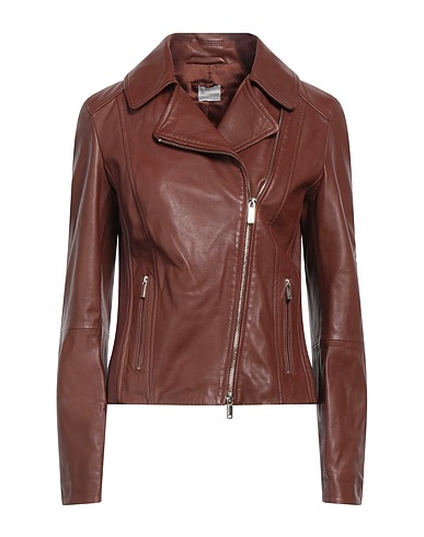 PENNYBLACK Biker jacket Brown 100% Ovine leather