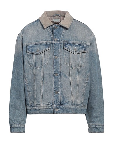 GUESS Denim jacket Blue 80% Cotton, 20% Hemp