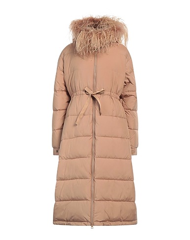 TWINSET Piumino Beige Poliestere, Piume di struzzo