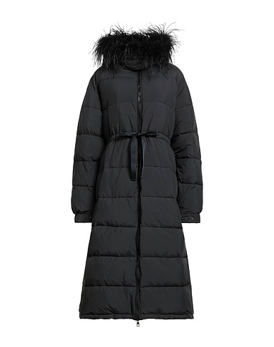 TWINSET Piumino Nero Poliestere, Piume di struzzo
