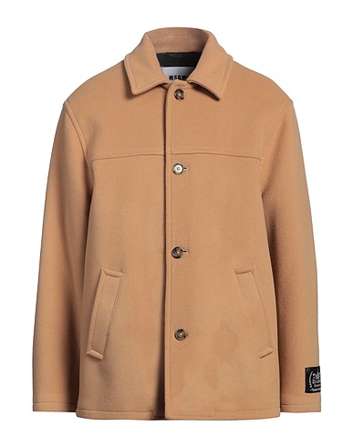 MSGM Cappotto Cammello 75% Lana Vergine, 25% Poliammide