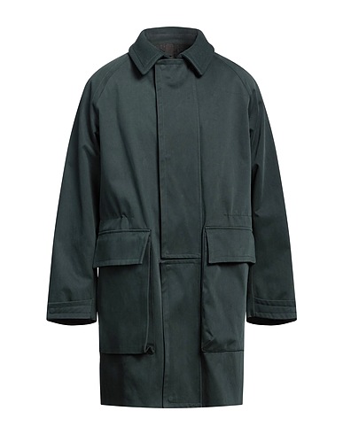 HEVÒ Coat Dark green 100% Cotton, Virgin Wool