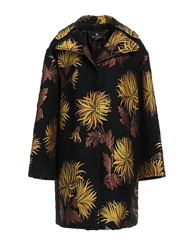 ETRO Coat Black 57% Polyester, 28% Acrylic, 10% Wool, 4% Metallic fiber, 1% Polyamide