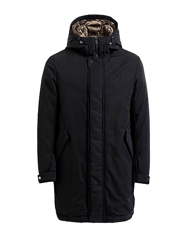 MOORER Shell jacket Black 70% Polyester, 30% Cotton