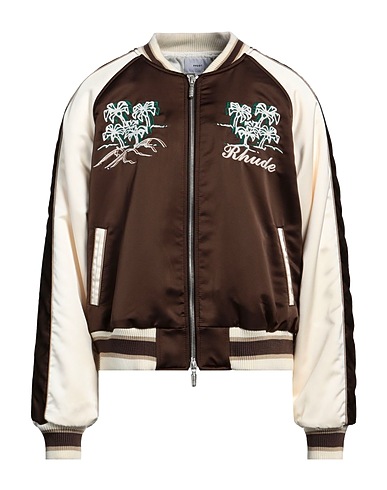 RHUDE Jacket Dark brown 100% Polyester, Cotton, Elastane