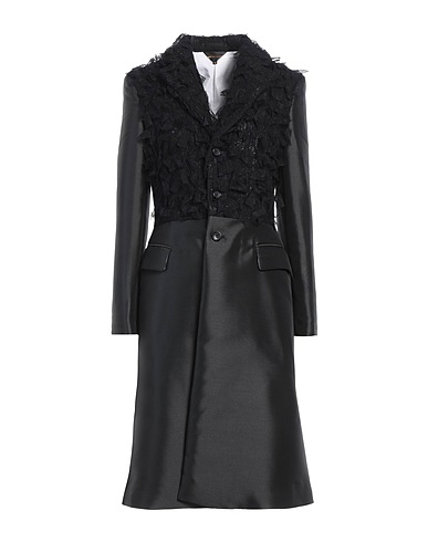 COMME des GARÇONS Full-length jacket Black 85% Wool, 15% Nylon, Polyester