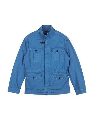 FAY Jacket Pastel blue 98% Cotton, 2% Elastane