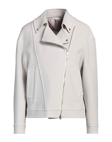 HERNO Biker jacket Light grey 75% Virgin Wool, 25% Polyamide