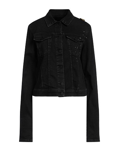 FRANKIE MORELLO Denim jacket Black 98% Cotton, 2% Elastane