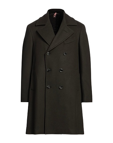 SANTANIELLO Coat Military green 75% Wool, 20% Polyamide, 5% Cashmere