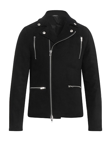 DANIELE ALESSANDRINI Biker jacket Black 92% Polyester, 8% Elastane
