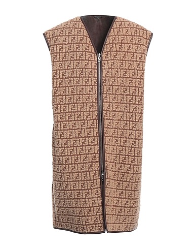 FENDI Gilet Brown 60% Virgin Wool, 33% Polyester, 7% Cashmere, Lambskin