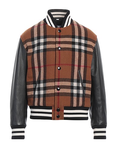 BURBERRY Blouson Marron 80% Laine, 20% Polyamide, Cuir