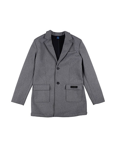BIKKEMBERGS Coat Navy blue 98% Cotton, 2% Elastic fibres