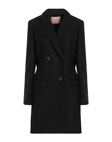 TWINSET Cappotto Nero 75% Lana, 25% Poliammide, Poliestere, Viscosa