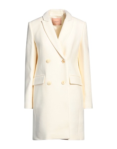 TWINSET Coat Ivory 75% Wool, 25% Polyamide, Polyester, Viscose