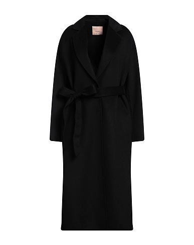 TWINSET Abrigo Negro 50% Poliéster, 50% Lana