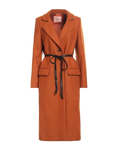 TWINSET Coat Brown 75% Wool, 25% Polyamide, Polyester, Viscose
