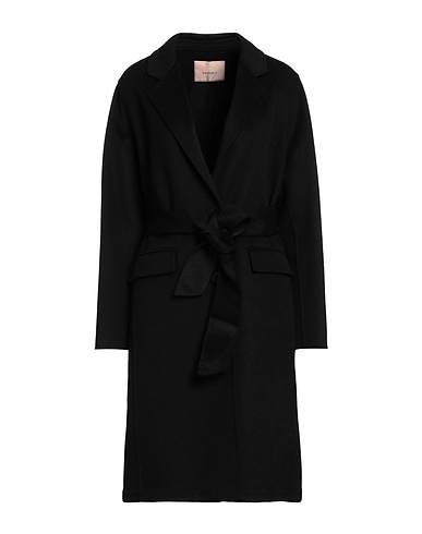 TWINSET Manteau long Noir 50% Polyester, 50% Laine
