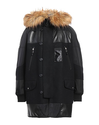 JUNYA WATANABE Coat Black 95% Wool, 5% Cashmere, Polyurethane resin, Nylon, Polyurethane